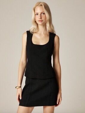 J.Crew Wide Scoopneck Tank Top in City Crepe Black Size 2